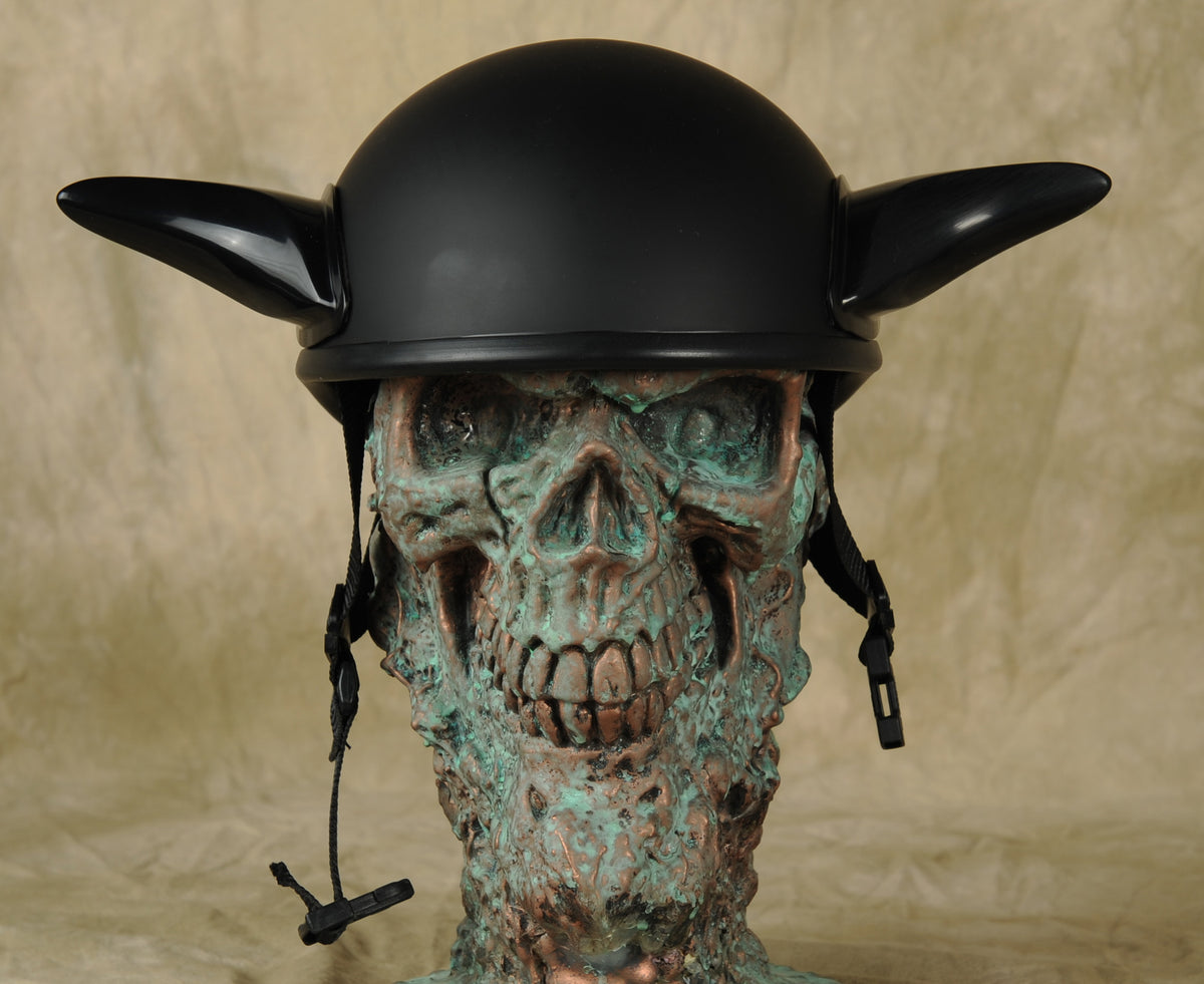 German motorcycle store helmet with horns