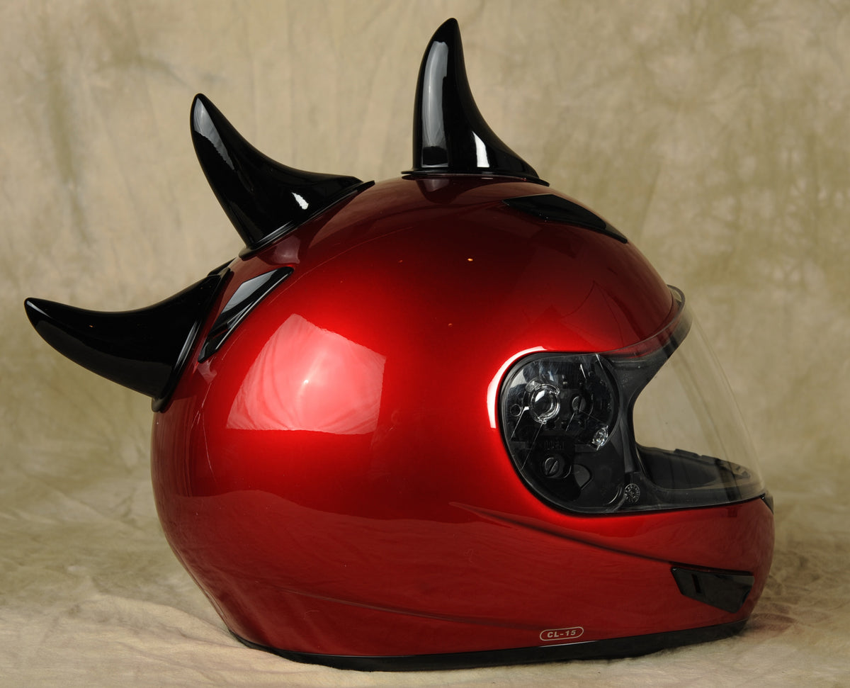 demon horn motorcycle helmets Black Mohawk Helmet Horn Set – Horny Helmet Accessories